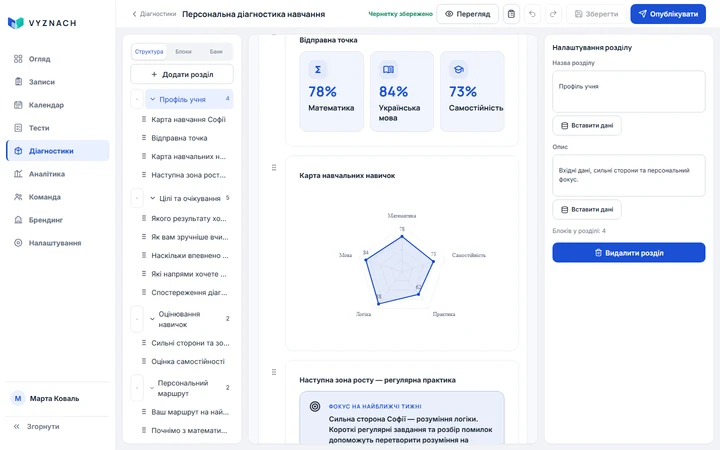 Конструктор VYZNACH: наповнений сценарій клієнтської зустрічі Demo Company